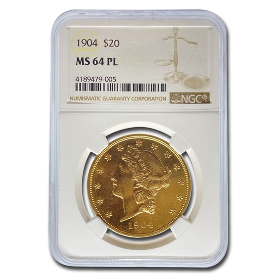 1904 $20 Liberty Gold Double Eagle MS-64 NGC (PL) 1904 $20 Liberty Gold Double Eagle MS-64 NGC (PL)